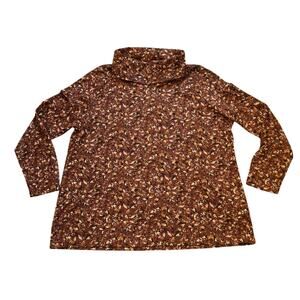 L.L.‎ Bean Supima Cotton Turtleneck Top Women’s 2X Plus Burgundy Abstract Print